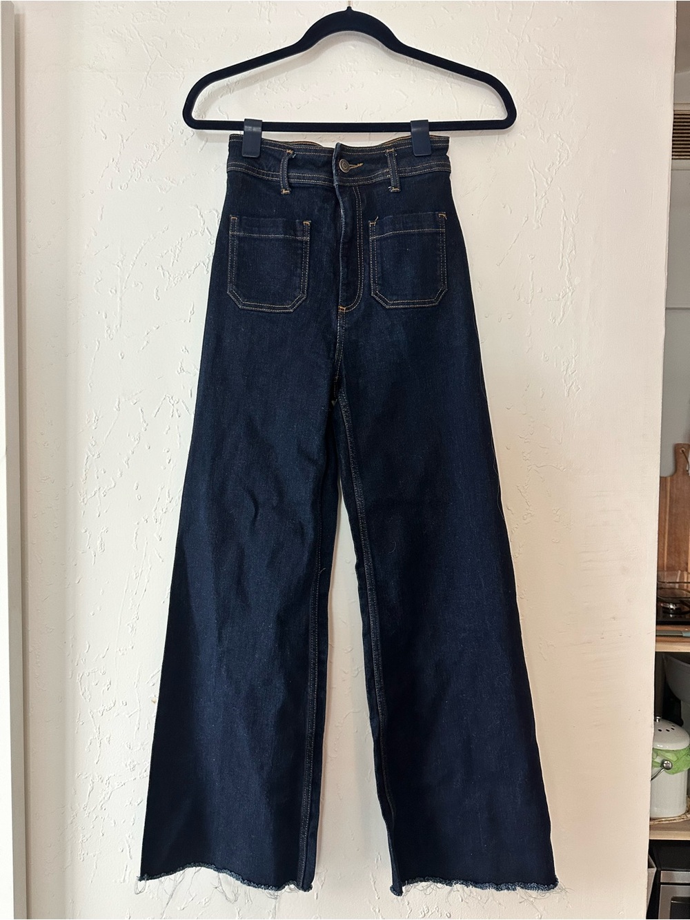 Zara Wide-Leg High-Rise Dark Blue Women's Jeans